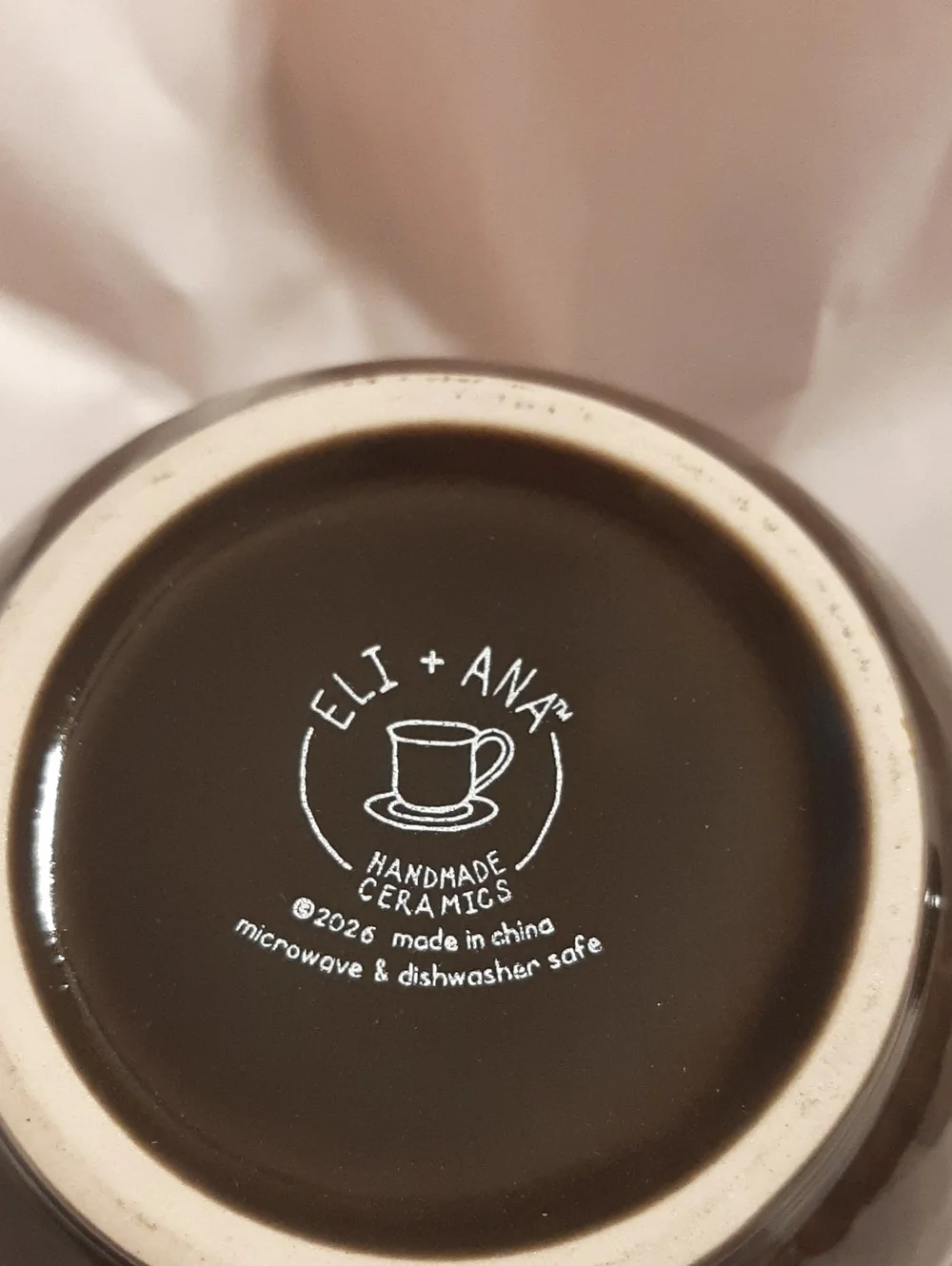 Eli & Ana Handpainted Brown Ghost Ceramic Mug - NWT